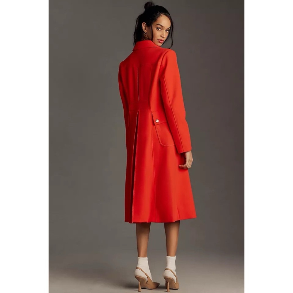 By Anthropologie Red Buttondown Duster Coat - Picture 2 of 9